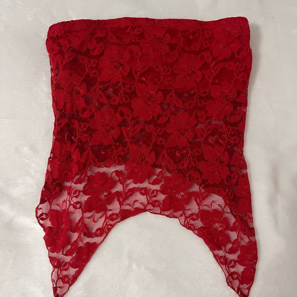 Urban Outfitters Red Lace Crop Top